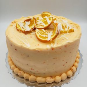 Creamsicle Cake (orange flavoured cake, venetian cream & mandarin filling, orange flavoured buttercream icing)