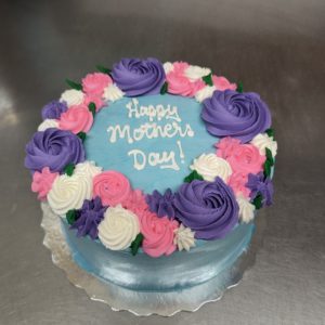 Mother's Day Flowers of Love Cake 9" (vanilla cake, venetian cream filling, vanilla buttercream icing) serves 6-8