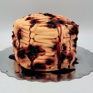 Halloween Brain Cake (serves 4-6, chocolate cake, chocolate cream filling, vanilla buttercream icing)