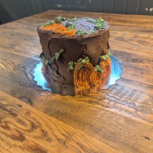 Pumpkin Patch Cake 6" (serves 4-6) Chocolate cake, chocolate buttercream icing, fudge filling