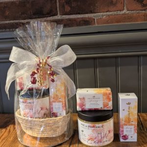Mother's Day Honey Kisses Gift Basket (chamomile bath salts, honey bar soap & hand cream in a cute 'lil basket)