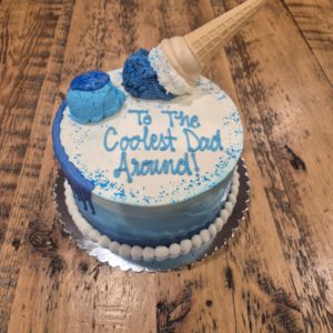 Coolest Dad cake (9" serves 6-8, vanilla cake, vanilla buttercream icing, oreo buttercream filling)